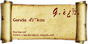 Genda Ákos névjegykártya
